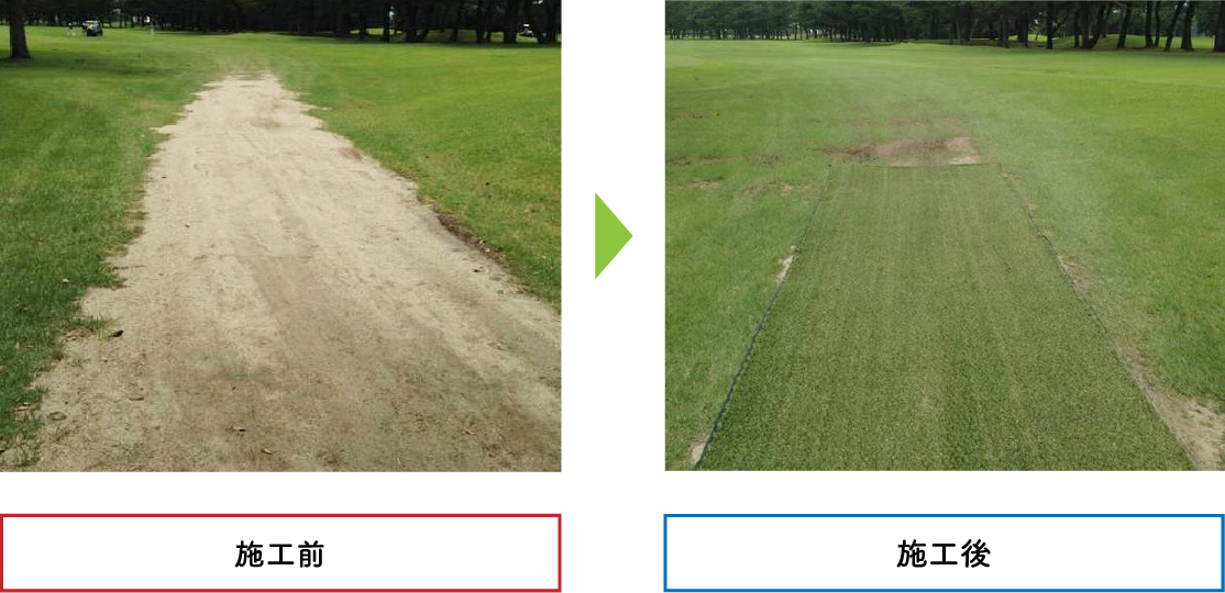 アグレコジャパンの人工芝（ケアグラス）裸地部分への施工